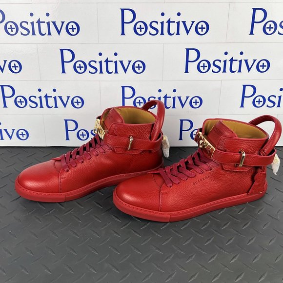 Buscemi Mens 100MM Red Leather Sneakers US 10 SAMPLE - Picture 2 of 6